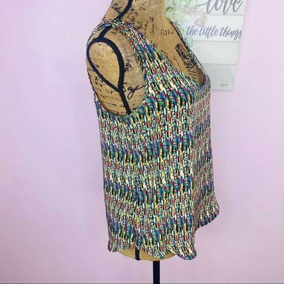 Forever 21 Multi Color Geometric Print Open Strappy Back Sleeveless Blouse Small - Picture 3 of 10